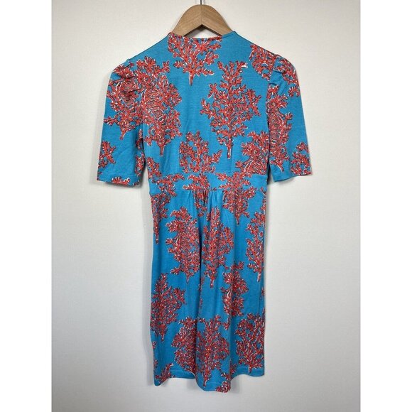 Lilly Pulitzer Dress Womens XS Turquoise Bellanna Coral Reef Short Sleeve Silk - Picture 8 of 13